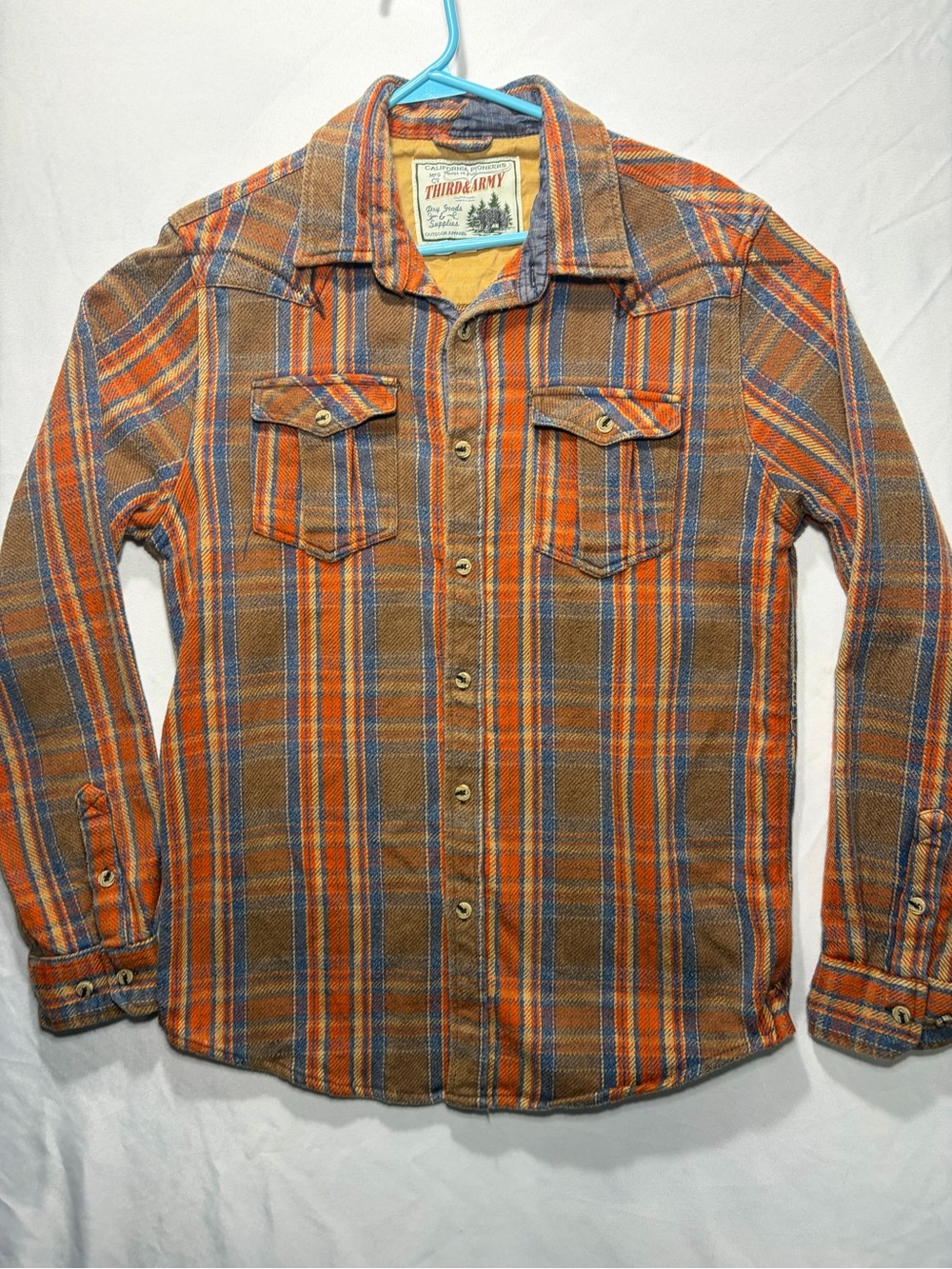 Vintage style women’s Orange & Brown Plaid heavy/warm Button-Up Jacket